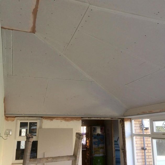 conservatory ceiling plasterboarded